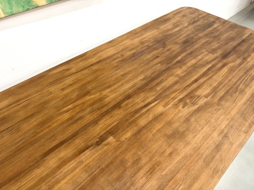 Grande table de ferme en pin des années 50, vue 8