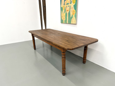 Grande table de ferme en pin des années 50, vue 9