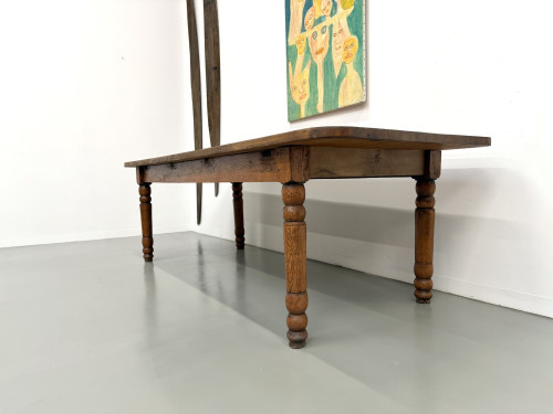 Grande table de ferme en pin des années 50, vue 10