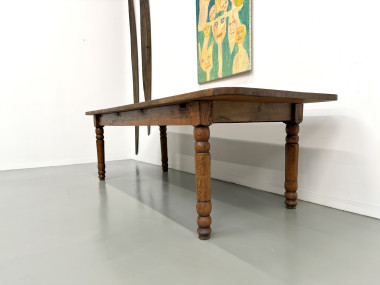 Grande table de ferme en pin des années 50, vue 10