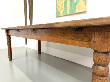 Grande table de ferme en pin des années 50, vue 11