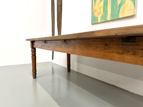 Grande table de ferme en pin des années 50, vue 12
