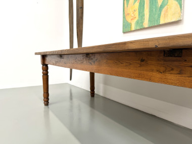 Grande table de ferme en pin des années 50, vue 12