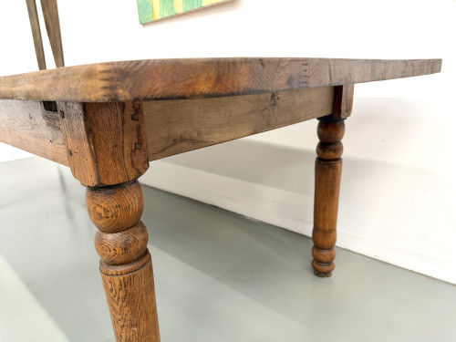 Grande table de ferme en pin des années 50, vue 14