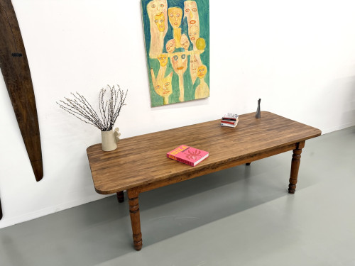 Grande table de ferme en pin des années 50, vue 18