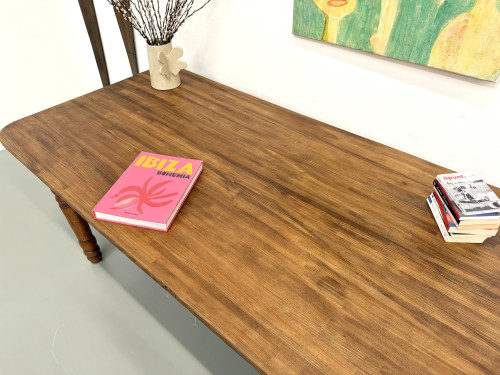 Grande table de ferme en pin des années 50, vue 25