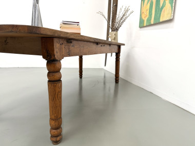 Grande table de ferme en pin des années 50, vue 27