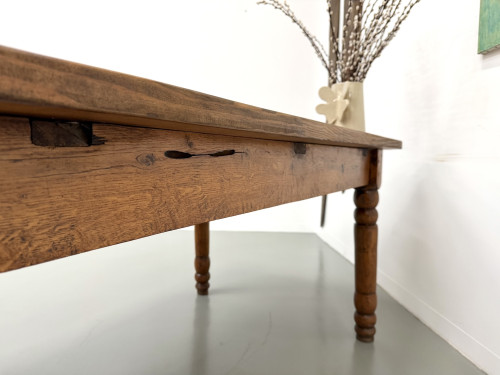 Grande table de ferme en pin des années 50, vue 28