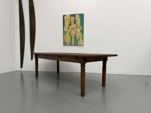 Grande table de ferme en pin des années 50, vue 36