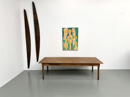 Table de ferme XL en hêtre massif, circa 1920, vue 2