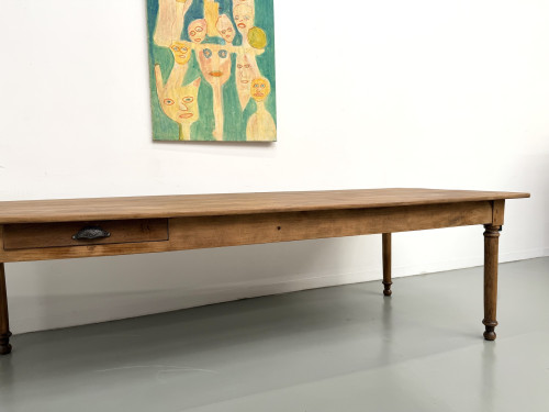 Table de ferme XL en hêtre massif, circa 1920, vue 4