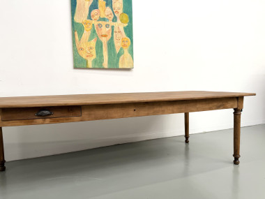 Table de ferme XL en hêtre massif, circa 1920, vue 4