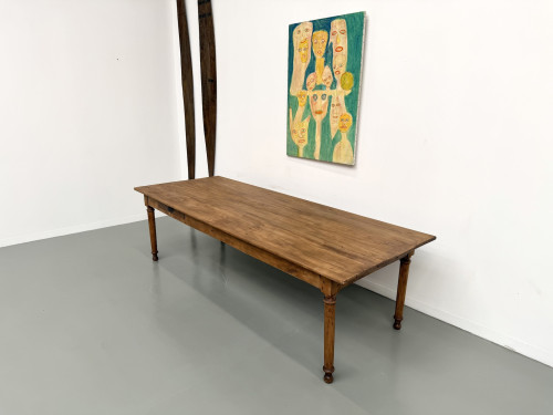 Table de ferme XL en hêtre massif, circa 1920, vue 11