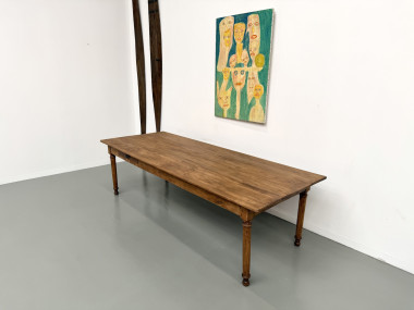 Table de ferme XL en hêtre massif, circa 1920, vue 11