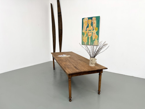Table de ferme XL en hêtre massif, circa 1920, vue 23