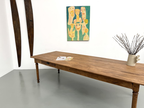 Table de ferme XL en hêtre massif, circa 1920, vue 29